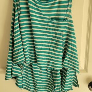 Free People Green and White Striped Tank Top